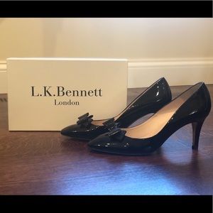 L.K. Bennett Arela Black Patent Pump 41